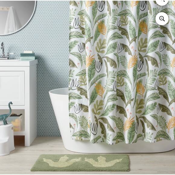 Pillowfort Botanical Shower Curtain – Tropical Jungle Leaf Print – 72” x 72” - Picture 6 of 7